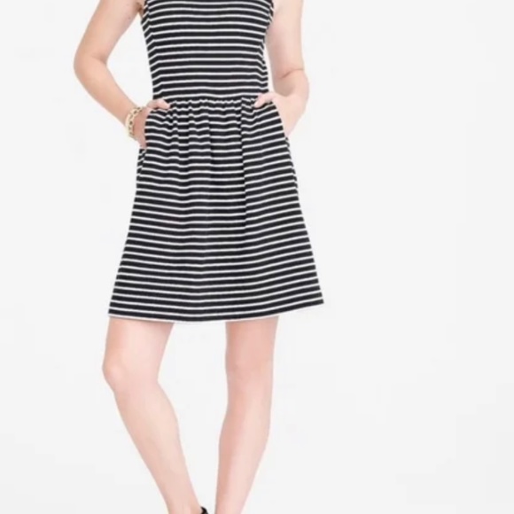 J. Crew Dresses & Skirts - J.Crew Woman’s Black And White Striped Daybreak Sleeveless Ponte Dress Size M
